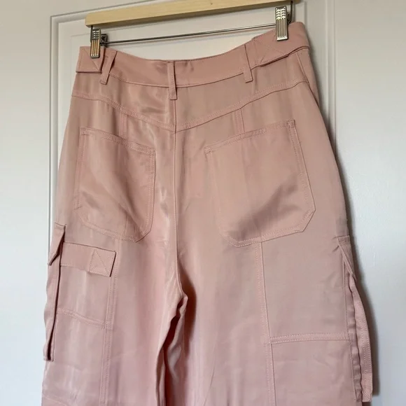NWT Zara pink satin effect carpenter cargo pants viscose 9663/042/622 medium - Picture 8 of 10